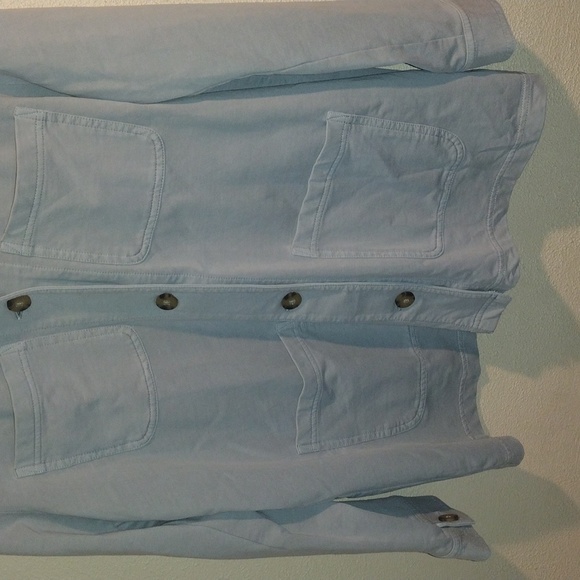 Gray/Blue J Jill Cotton Blend Shacket Light Sweatshirt Material LP - Picture 3 of 7